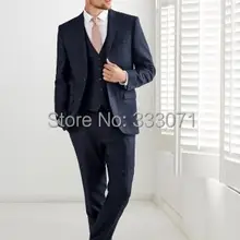 Итальянский стиль темно-синий жених приталенные смокинги 3 шт Мужские свадебные костюмы костюм жениха друзей жениха(куртка+ брюки) Терно