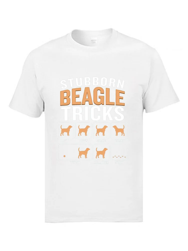 Normal Tops Tees Graphic Crew Neck Slim Fit Short Sleeve Cotton Men's T-Shirt Casual Sweatshirts Free Shipping Stubborn Beagle Tricks Funny Sarcastic Quote Training 14788 white