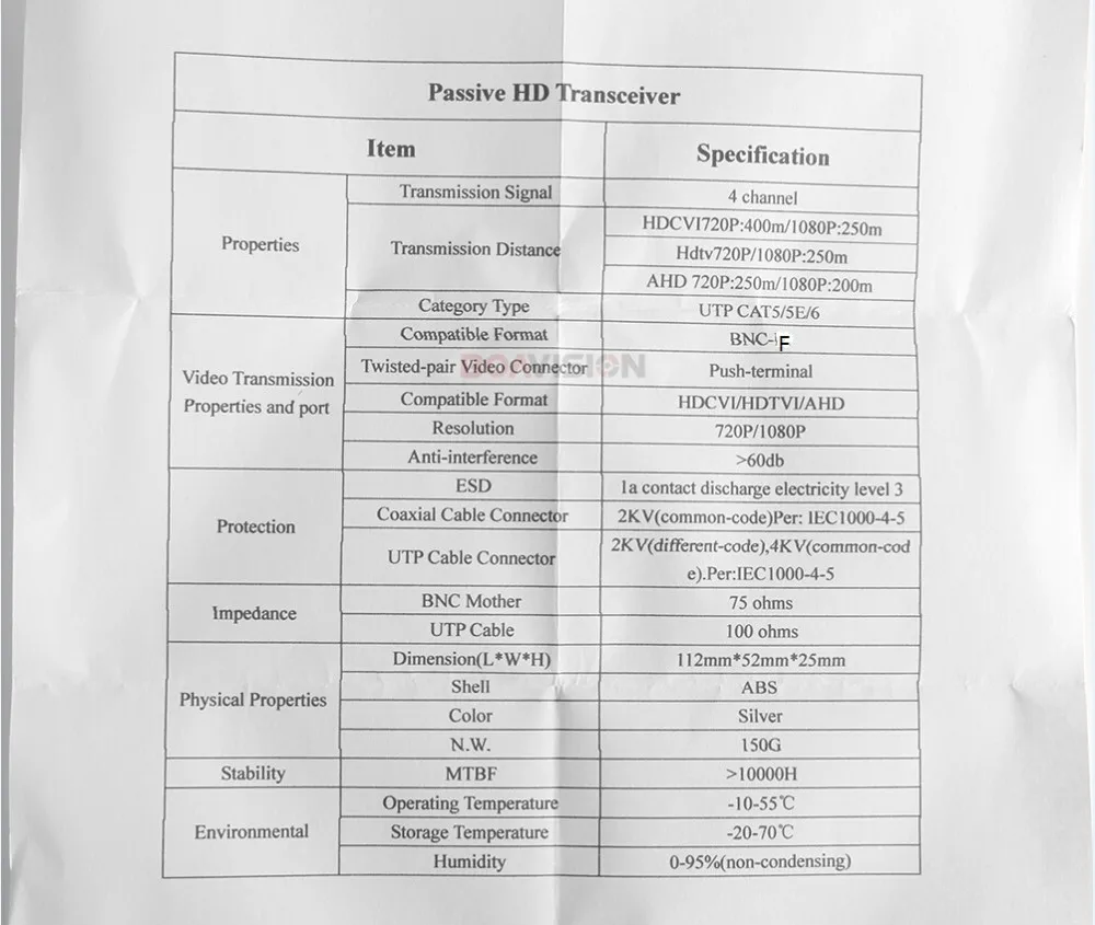 UTP 4Ch пассивный видео балун 4 канала CAT5 CCTV BNC Видео балун поддержка 1080 P/720 P AHD, HDCVI, HDTVI камера