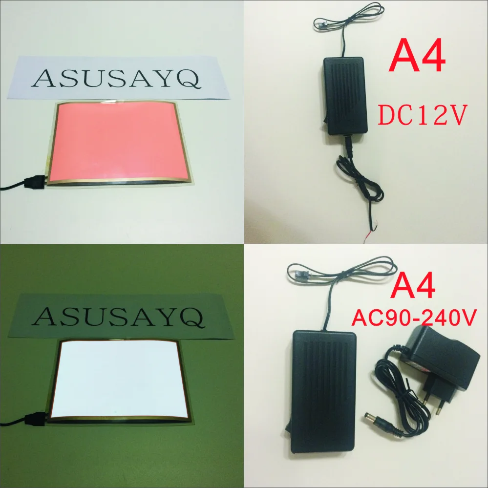 A1 A2, A3, A4, A5, Электролюминесцентная листовая пленка, Фотофон, листовая панель, супер тонкая бумага, el лампа с диммером, DC12V инвертор, выцветает