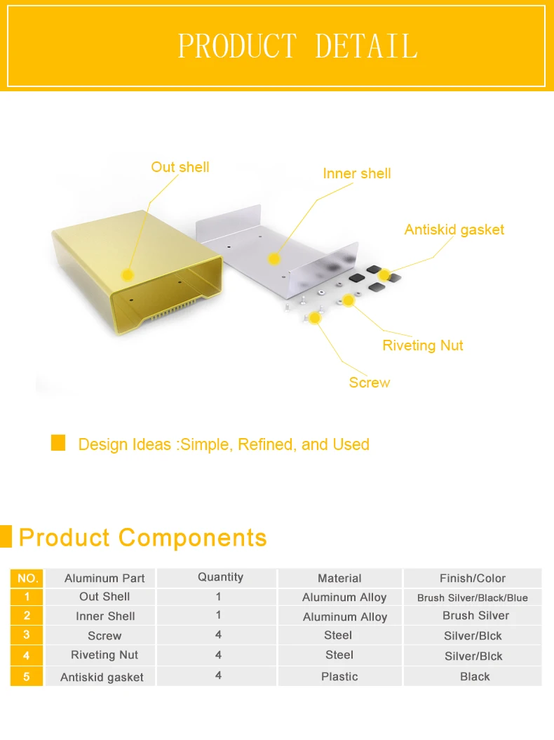 GOF-K01 120 X 46 X 170mm aluminium enclosure amplifier extruded case instrument for communication