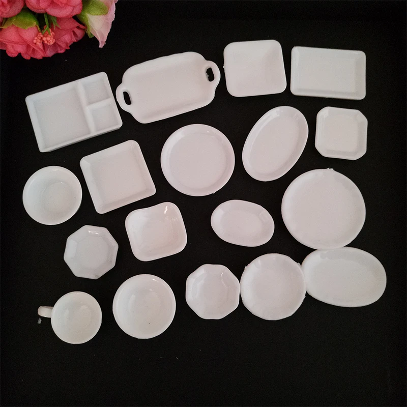 

18pcs/set Lovely Cute Mini Serve Plates Bowls Tea Cups DIY Home decoration Children's toys miniature plastic crafts #DIY074