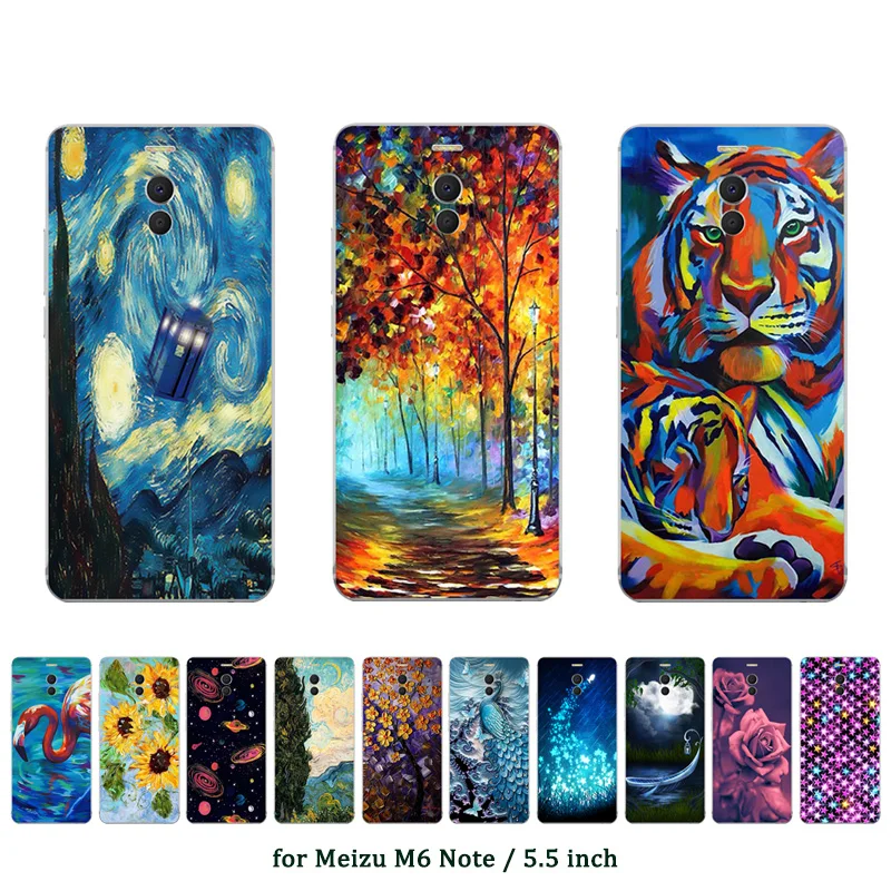 

Phone Cases For Meizu M6 Note Case Oill Printed Back Cover Transparent Fundas Soft Silicone TPU Case Ultra Thin Covers