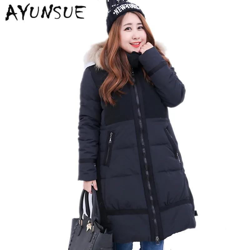 

Winter Jacket Women Parkas 2019 Thickening Hooded Imitation Fur Collar White Duck Down Jackets And Coats Plus Size 7XL HJ226