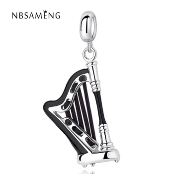 

Vintage 925 Sterling Silver Musical Harp Charm Pendant Beads Fit Pandora Bracelets & Bangle For Women DIY Classical Jewelry