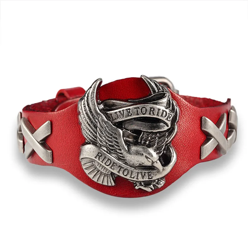 Male Bird Skull Retro Leather Bracelet Men Woman Bracelets Bangles