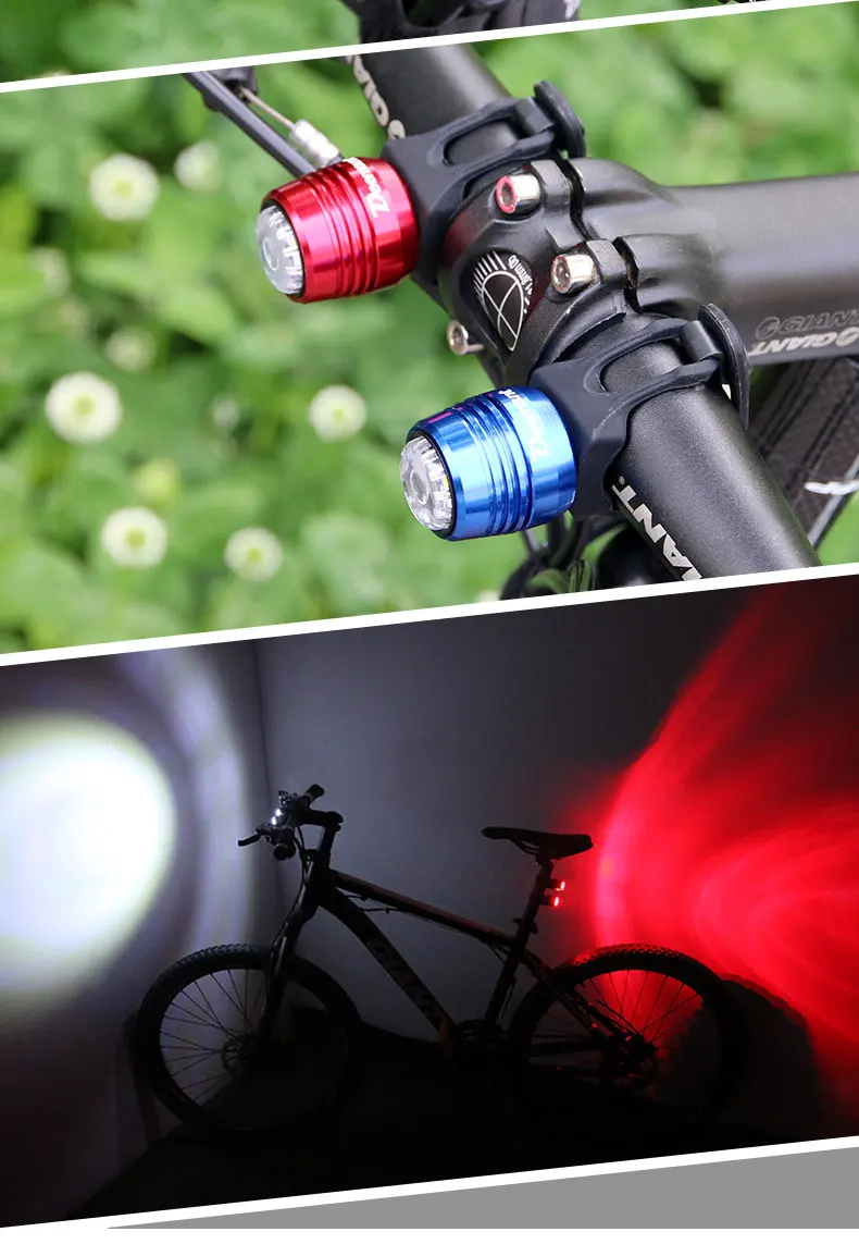 Best Deemount Bicycle Rear Light Carat Type Bike Warning Lamp USB Charge Red White Light Color Safety Headlight Tail 6-20 hours Lante 9