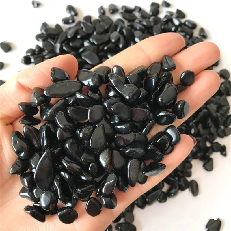 

50g Natural Black Obsidian Quartz Crystal Gravel Degauss Purification Natural Stones and Minerals Fish Tank Stones 3 Size