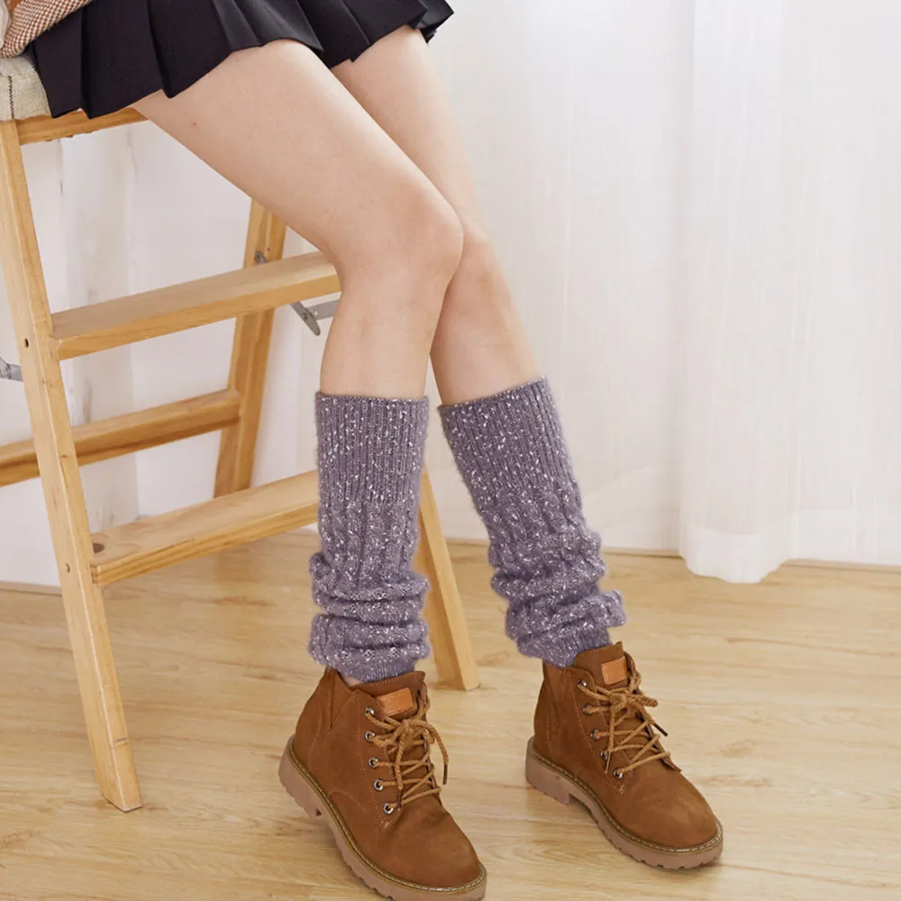 New Brand Leg Warmers Knee High Socks Fashion Wool Leggings 5 Colors Cable knitted Womens casual Thick warm tops for woman 1Pair