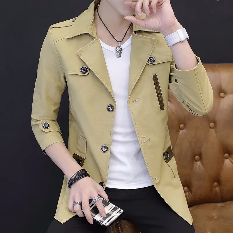 

Autumn New Slim Trench Coat Men's Cotton Casual Coat Men's Large Size High Quality Fashion Simple Casual Jacket Windbreaker