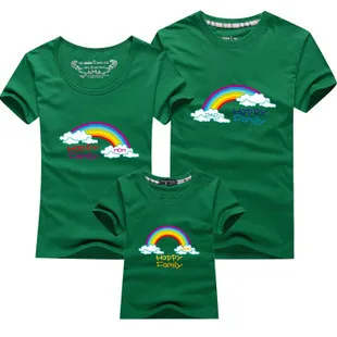 AD/1 шт., Семейные футболки с радугой качественная хлопковая летняя Одинаковая одежда для мамы и дочки, папы и сына одежда для мамы и меня - Цвет: Зеленый