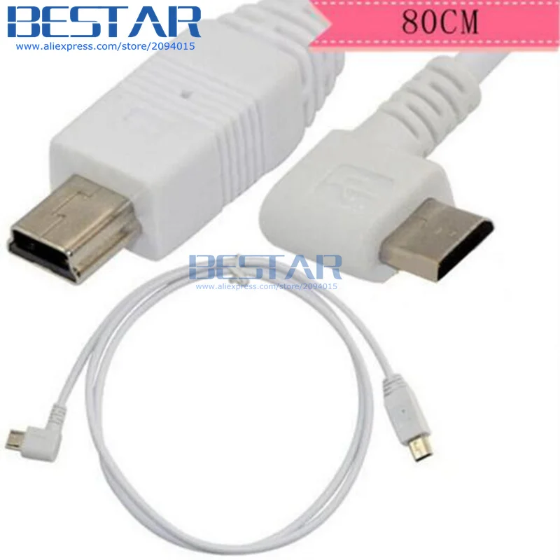 USB OTG кабель, прямоугольный 90 градусов Micro 5 pin 5P штекер для мини-usb 2,0 B 5pin Мужской адаптер удлинитель хост кабель Шнур 0,8 м