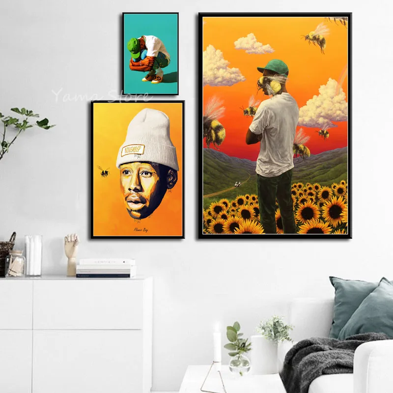 

S868 Album Cover Tyler the Creator Flower Boy Hip Hop Rapper Star Wall Art Painting Print On Silk Canvas Poster Home Decoration