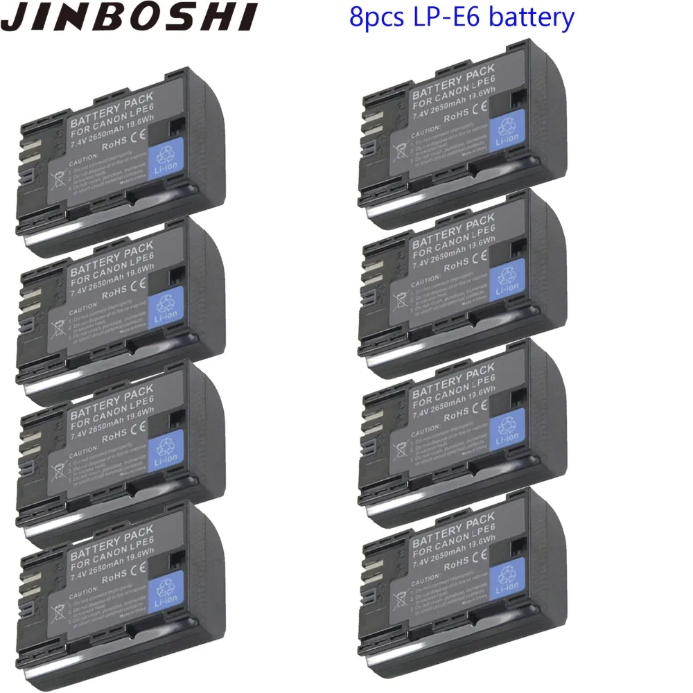 

8PCS 2650mAh LP-E6 LPE6 LP E6 Rechargeable Camera Battery Of Mark II Mark III For EOS For Canon 5D 6D 7D 60D 60Da 70D 80D DSLR