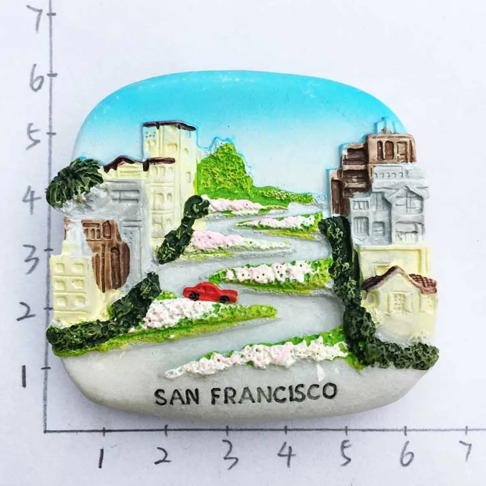 BABELEMI Resin 3d San Francisco U.S Tourist Souvenir Fridge Magnets Lombard Street Refrigerator Magnetic Stickers Home Decor | Дом и сад