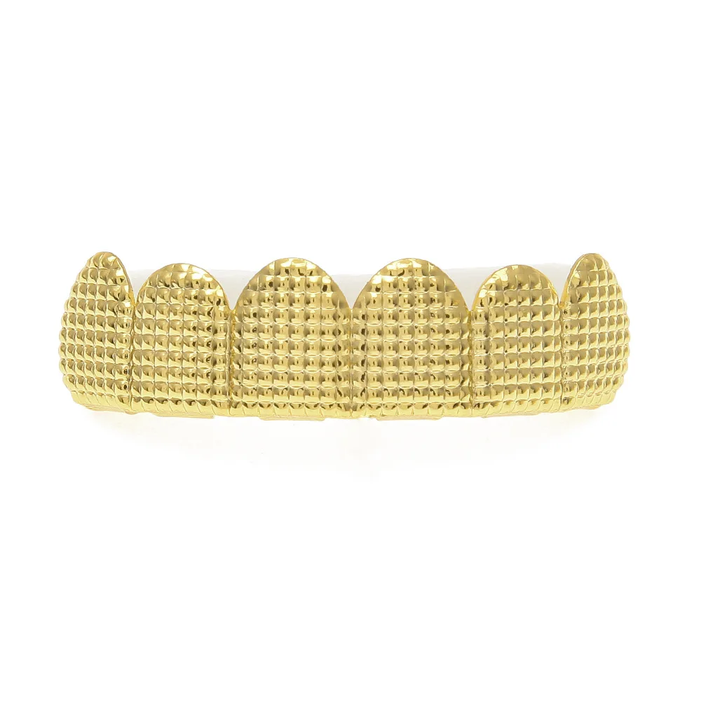 Мужские 6 верхних и нижних зубных решеток, набор золотых и серебряных цветов, ложные решетки для зубных решеток для женщин, мужские украшения для тела в стиле хип-хоп - Окраска металла: Gold Top