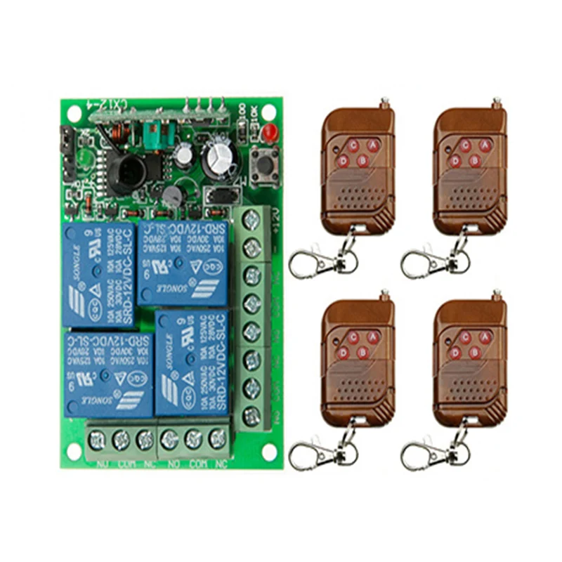 DC 12V 24V 4 Channel 4CH RF Wireless Remote Control Motor Switch System Receiver + Transmitter 315 433 MHz | Обустройство дома