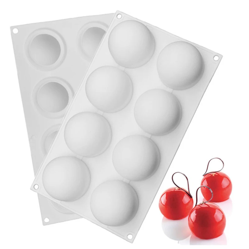 

DINIWELL 1Pc 8 Round Ball Silicone Cake Baking Mold For Truffles Chocolate Candy Pastries Desserts Bakeware Pan Decorating Tools