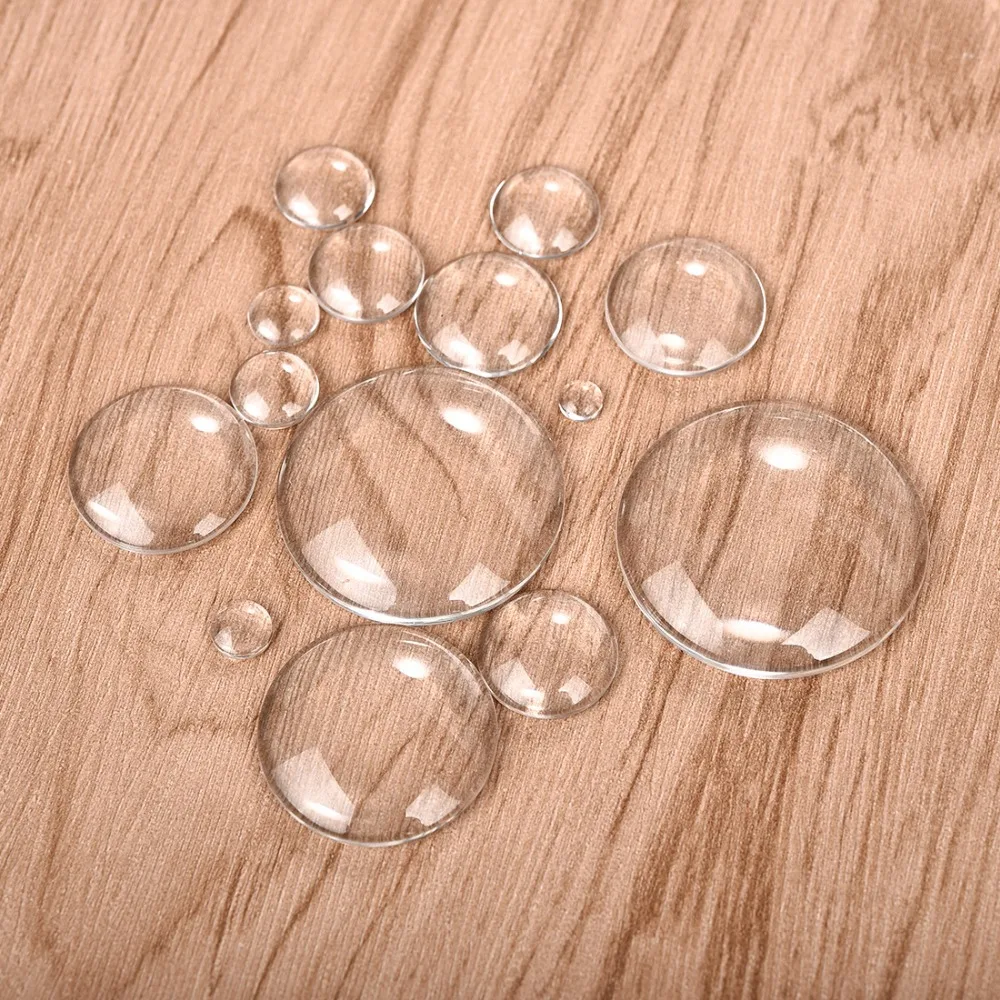 Clear Glass Round Cabochons Dome Flat Back