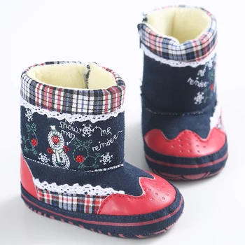 

Hot Xmas Warm Snow Reindeer Shoes Wool Newborn Baby Boots Infant Girls Boy Toddler Fleece Prewalker Booties Drop Shopping