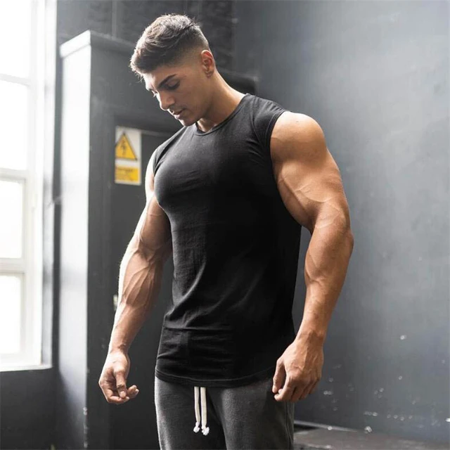 black tank top men spring summer casual sleeveless tank tops tee