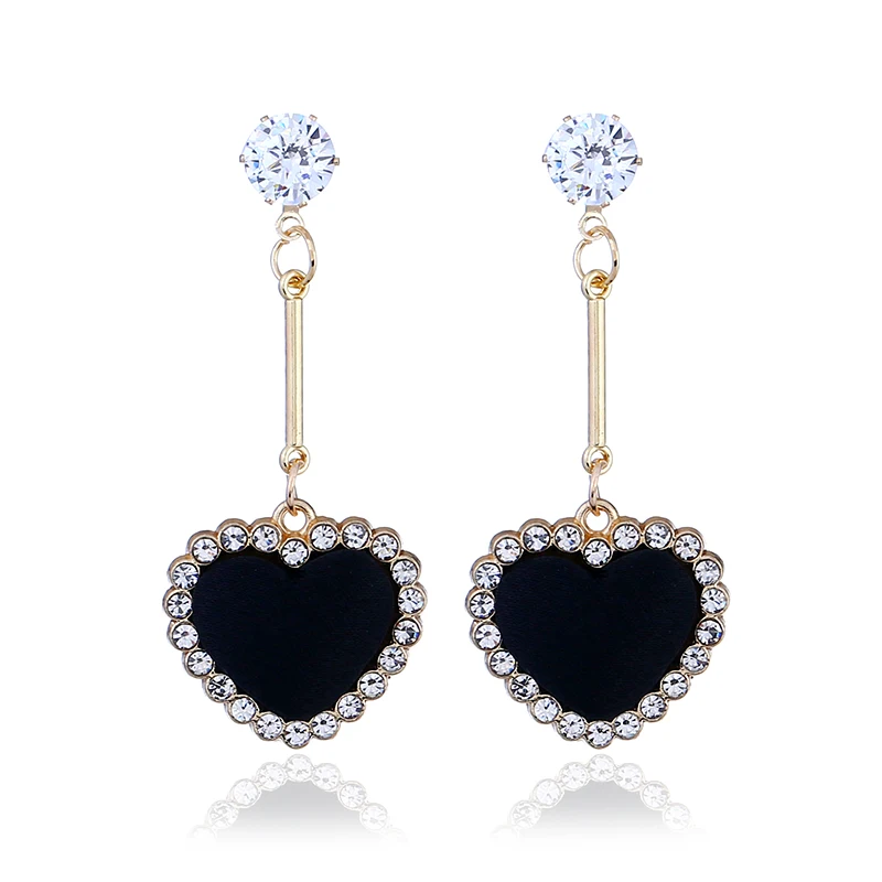 

Heart-shaped Rhinestones Zircon Tassel Earrings For Women Pendientes Hombre Boucle d'oreille Fashion Fine Jewelry AE17
