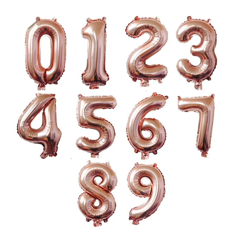 Nicro надувные шары с цифрами из розового золота, 16 дюймов, с цифрой, с днем рождения, свадьбы, Рождества, вечерние украшения, товары для мероприятий# Bal08