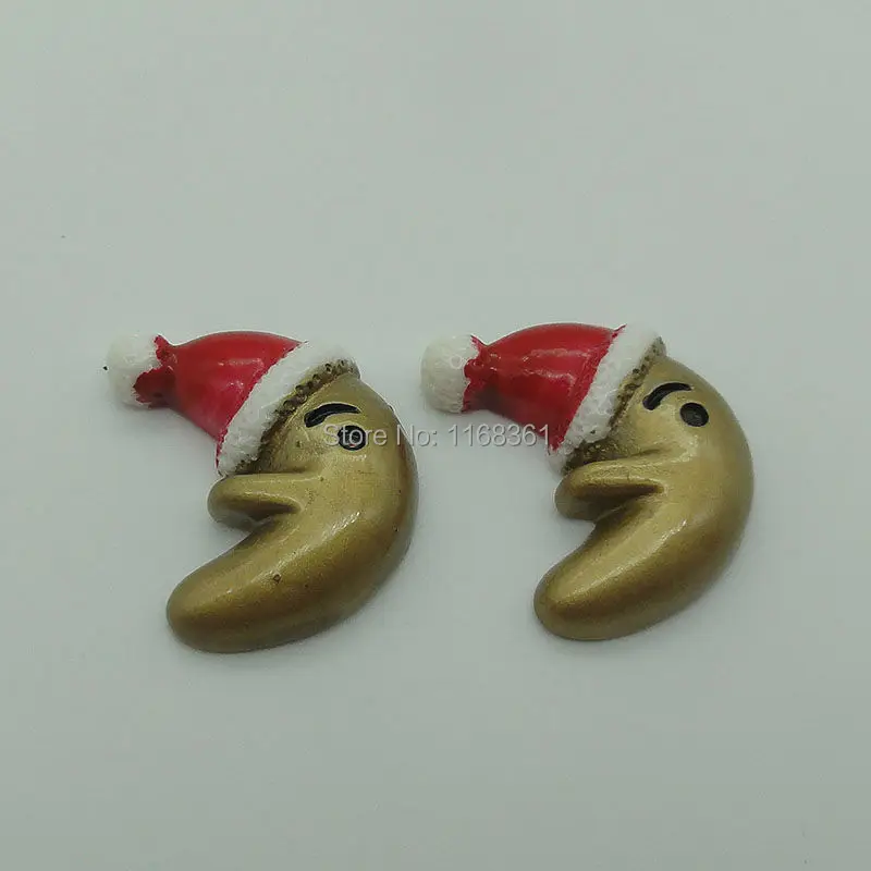 1pcs/lot resin flat back Christmas hat moon 25mm Cabochons Scrapbooking Hair Bow Center DIY Christmas decration C101-8