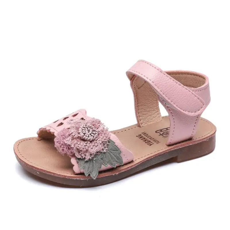 

Girls Sandals PU Leather White Pink Blue Open Toe Flowers Summer Girls Shoes For Kids Shoes Wide Chaussure 3-5-7 Years Old Size