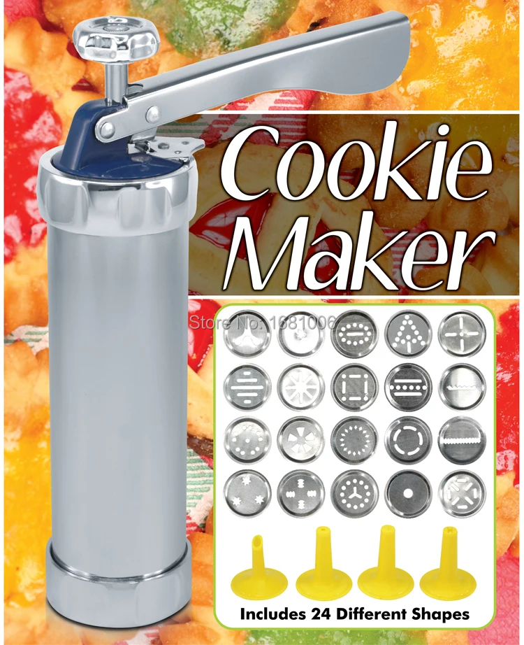 Cookie extruder Pressmaschine aluminium Keks Maker Kuchen Machen Dekorieren Gun ausstecher backwerkzeug 20 Formen 4 düsen K102 Preise
