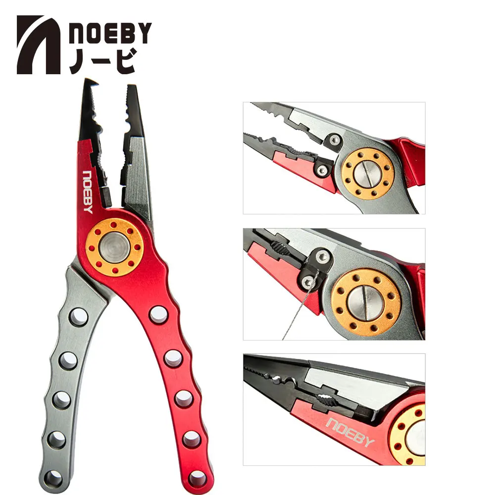 

NOEBY Fishing Plier Red&Bule Aluminum Alloy Fishing Pliers Split Ring Cutters Fishing Holder Tackle Hooks Remover Fishing Pliers