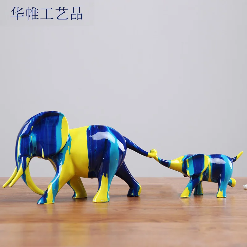 

Modern Feng Shui Elegant Elephant Trunk Statue Lucky Wealth Figurine Gift and Home Decorations Miniature Animal Resin Sculpture