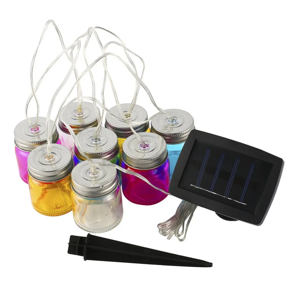 

8 Mason Jar String Lights Solar Powered LED Lighting Strings Romantic Festival Christmas NewYear Decor Gift