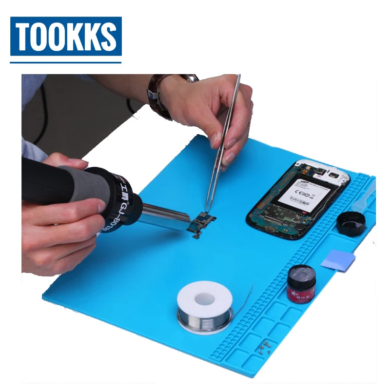 S-140 35x25cm Heat Insulation Silicone Pad High Temperature Maintenance BGA Welding Phone Repair Anti-static Pad Screw Position