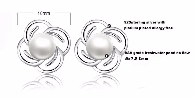 TZ4167E 925 Sterling silver stud earring for women with natural freshwater pearls fine jewelry (1)