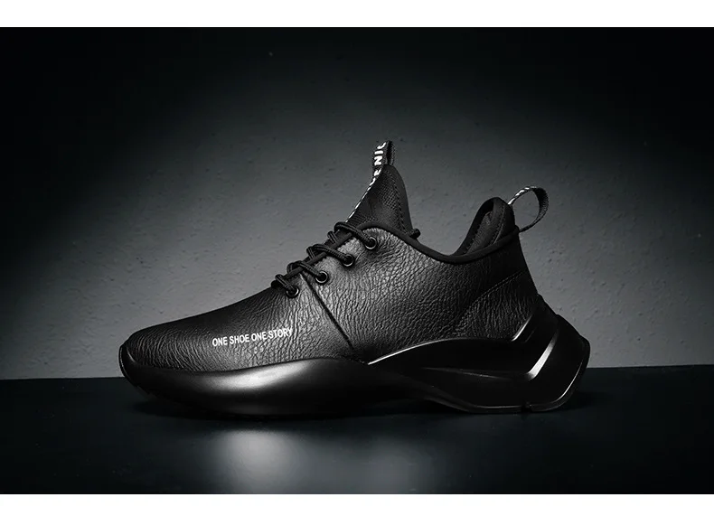 New Spring Autumn Man Walking Shoes Leather Breathable Korean Waterproof Student Damping Wear-resistant Running Shoes for Male (10)