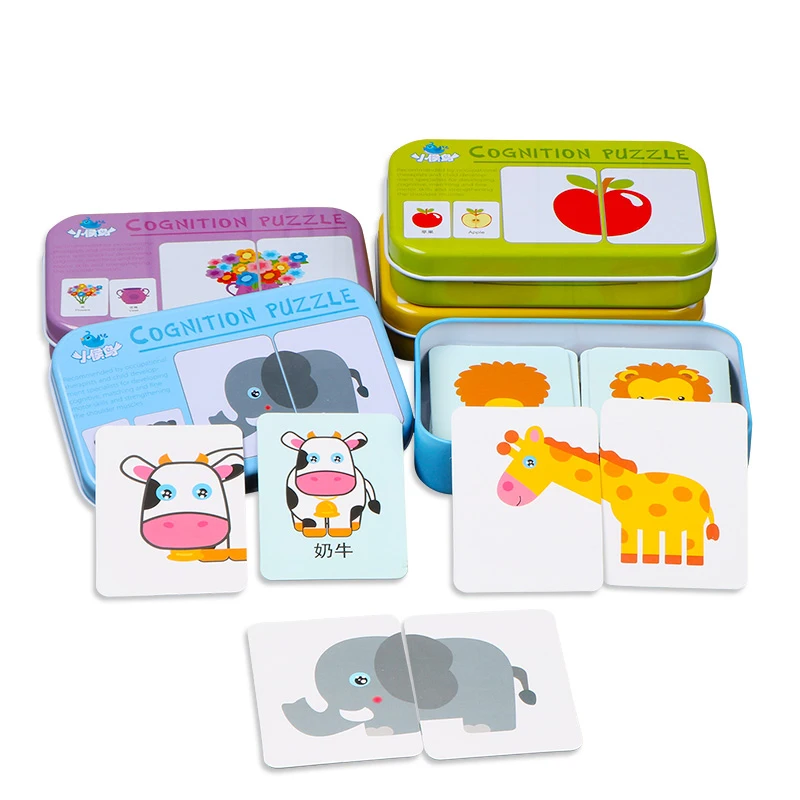 

Kids Toys Graph Match Game Puzzle Card Learning Cartoon Fruit Animal Traffic Cards Wooden Toys Educational Toys for Children