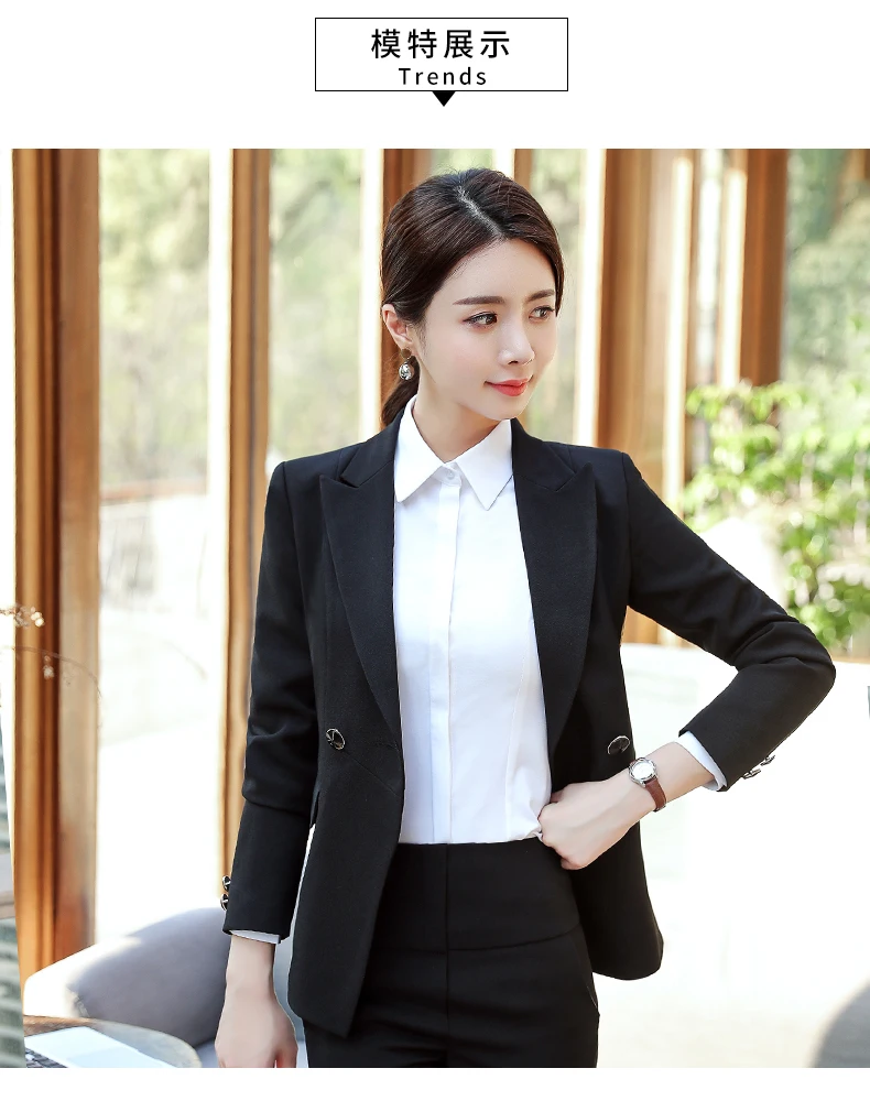 Elegant Women Formal Suit Office Lady Business Work Pant Suits Casual Double Breasted Blazer Jacket Pants Trousers Autumn Winter