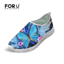 FORUDESIGNS/милые туфли на плоской подошве с принтом бабочкиженская обувь г. Летние повседневные женские кроссовки с дышащей сеткой для прогулок для женщин