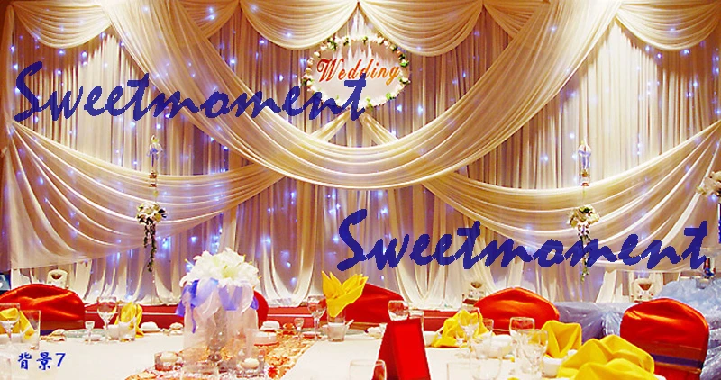 

Champagne Luxury wedding curtain with detachable drape and matching backdrop stand