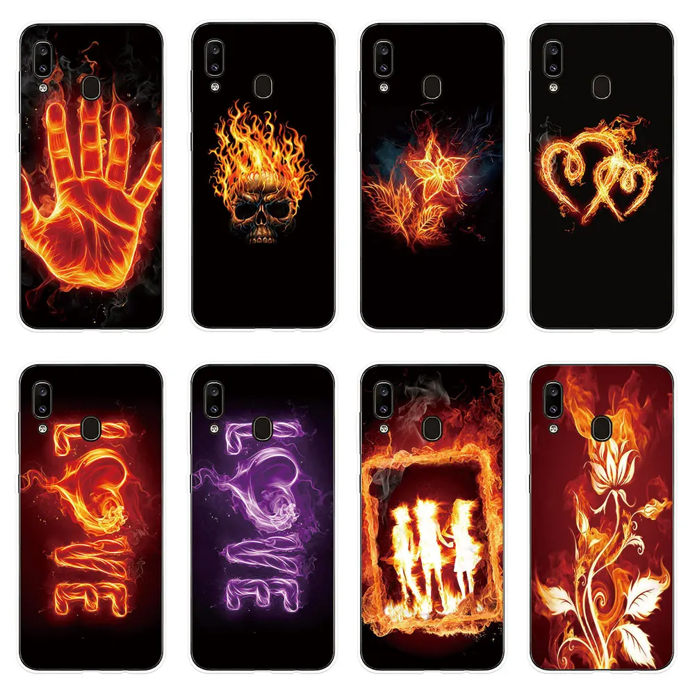 Silicone Case Flame Fire For Sumsung Galaxy A10 A20 A20E A30 A40 A50 A60 A70 A80 Phone Cover M10 M20 M30 |