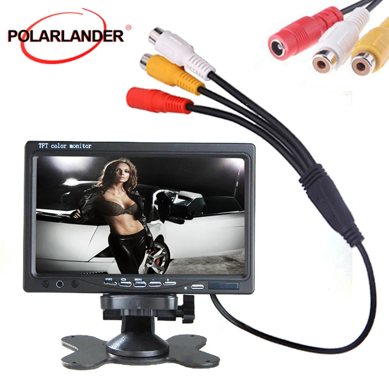 car monitor 7 inch Color TFT LCD with 2 Channels Video screen for rear view  camera backup parking digital small display|tft lcd|monitor 7monitor 7 inch  - AliExpress