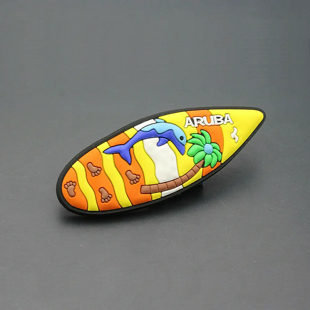 

Caribbean Sea ARUBA Tourist Travel Souvenir 3D Rubber Cute Surfboard Refrigerator Fridge Magnet Home Decor