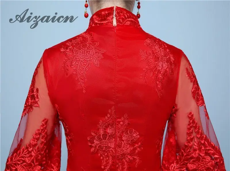 Современная вышивка невесты Cheongsam Красная цена длинные платья Qi Pao женское традиционное китайское свадебное платье Qipao Женская Роба в