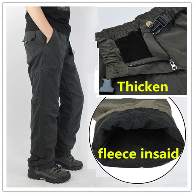 Fleece Tactical Trousers, Lined Cargo Pants Men