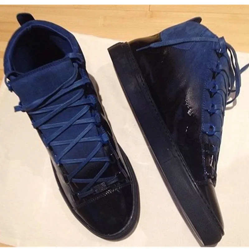

Lace Up Gradient Leather 2017 Luxury vogue Men Casual Shoes Men High Top Shoes 6 Colors Creepers Men Flats Zapatillas Deportivas