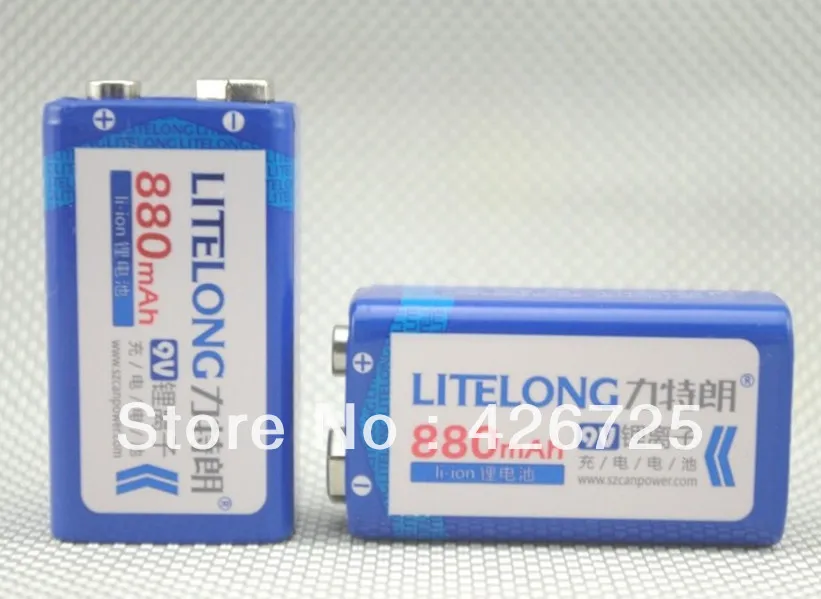 

2PCS/lot 880mAh 9v li-ion lithium Rechargeable 9 Volt Battery for mike Manufacturer's 3 Years Warranty!!!