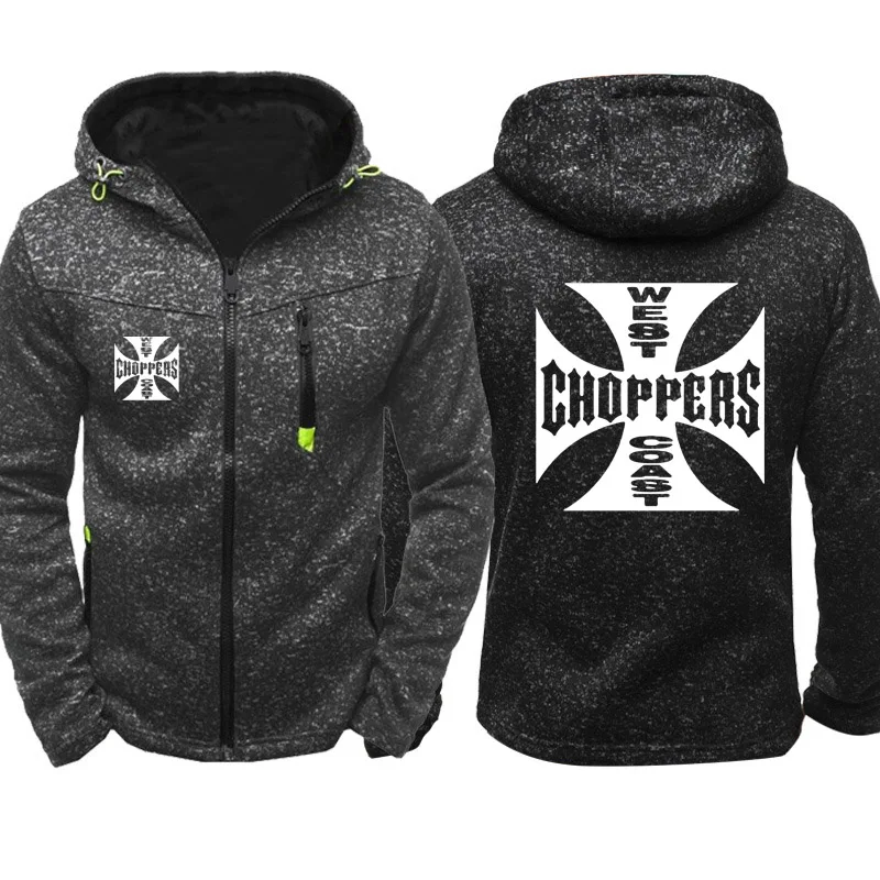  Spring Autumn Sweatshirt West Coast Choppers Hoodies Men Streetwear Fleece Zipper Hooded Jacket Hip