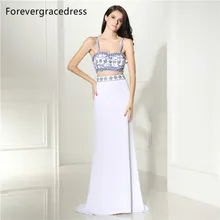 Forevergracedress Двойка платье для выпускного вечера спагетти Бретели для нижнего белья спинки бисера Кристаллы Длинные официальная Вечеринка платье плюс Размеры индивидуальный заказ