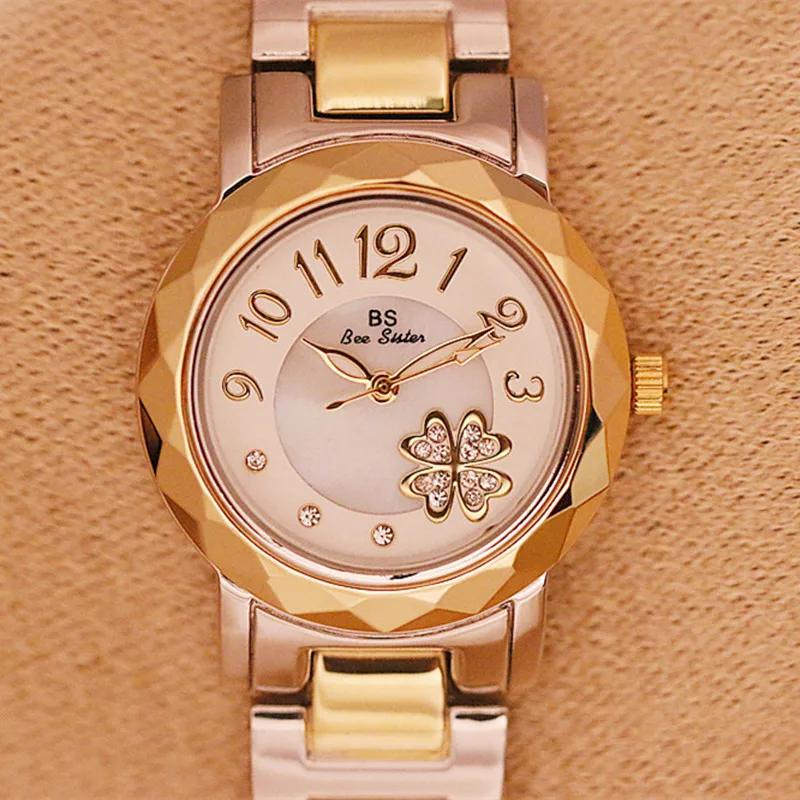 

New Popular Watch Chain Watch Custom Rhinestone Female Watch Fashion & Casual 2019 Four-leaf Clover Pattern Dial Arabic Numerals